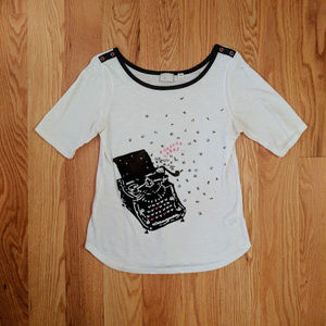 Anthropologie Graphic 3/4 Sleeve Tee